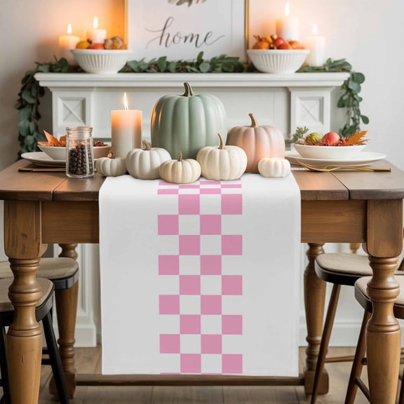 Minimalist Pink Cotton Linen Table Runner, Washable Table Runners for Kitchen, Dining Room, Holiday, Home Party Table Decor, 13x48 Inches
