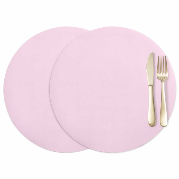 Solid Color Leather Placemats Set of 2, 15 Inch, Pink Waterproof Oil-Proof Place Mats, Non-Slip Table Mats for Kitchen, Dining Room, Indoor Outdoor