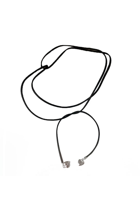 Minimalist Pink Rope Chains Choker Fashion Hip Hop Silver Heart Pendant Necklaces for Women Female Jewelry