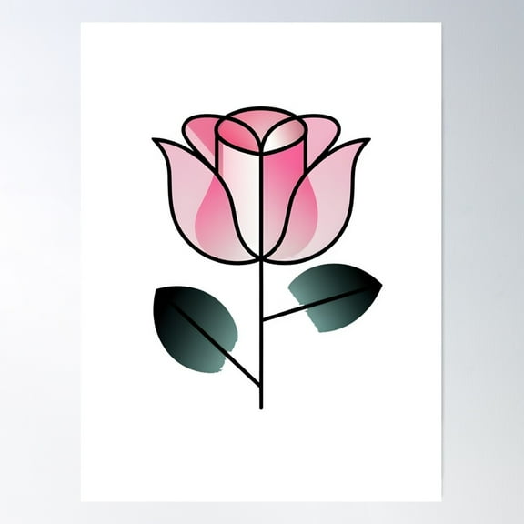 Minimalist Pink Rose – Elegant Floral Artwork Poster Wall Art, Modern Wall Decor For Living Room Bedroom, 8x12 UNFRAMED