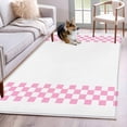 thumbnail image 1 of Minimalist Pink Washable Area Rug 4x6 Buffalo Check Plaid Farmhouse Farm Theme Low-Profile Large Area Rugs with Non Slip Backing Indoor Floor Carpet for Entrance Living Room Bedroom Home Office, 1 of 9