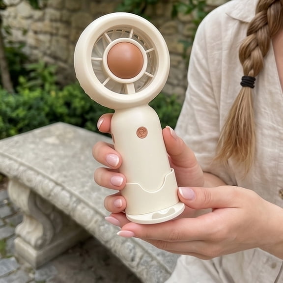 Minimalist Pocket Cooling Fan Dual-Use Handheld Desktop Fan with Non- Base 3 Speed USB Rechargeable Personal Fan for Travel Commute Makeup Office Camping