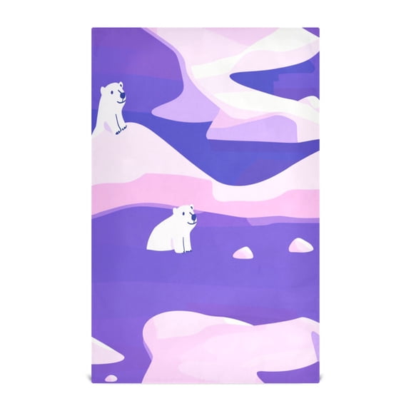 Minimalist Polar Bear Purple Kitchen Towels Set of 4 Tea Towels for Kitchen Decorative Waffle Dishcloths 28x18in
