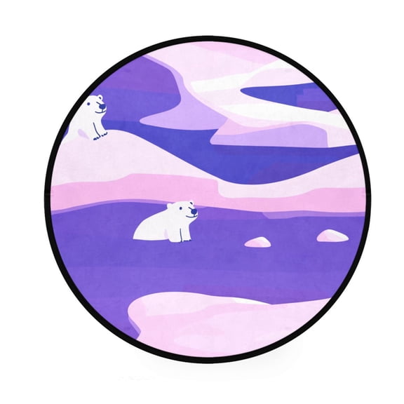 Minimalist Polar Bear Purple Memory Foam Bath Mat 36" Absorbent Rug with Non Slip Base and 4 Bonus Pads