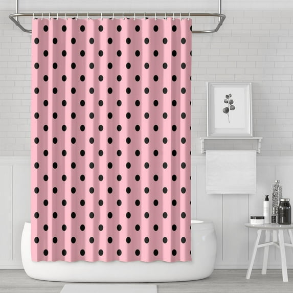 Minimalist Polka Dot Shower Curtain Featuring Vintage Retro Dot Pattern, Classic Black and White Polka Texture, Waterproof Fabric Bathroom Shower Curtain with Hooks, Machine Washable