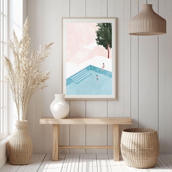 Minimalist Pool Scene Summer Decor Poster Unframed Paper Print