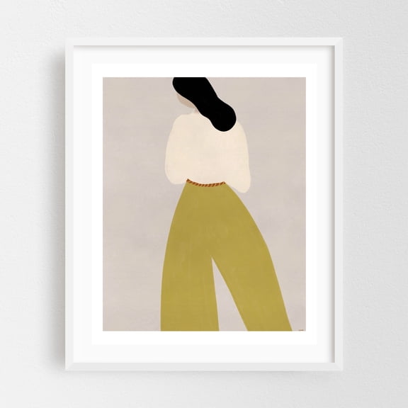 Minimalist Poster – Woman in Yellow Wide-Leg Pants for a Sleek Home Decor - Stockholm Stockholm County Sweden Illustration Minimalist Boho Abstract Modern Art White Framed Wall Art Print 9 x 12 inches