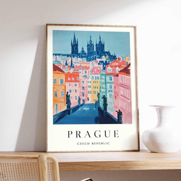 Minimalist Prague Czech Republic City Map Art, Unframed Paper Print