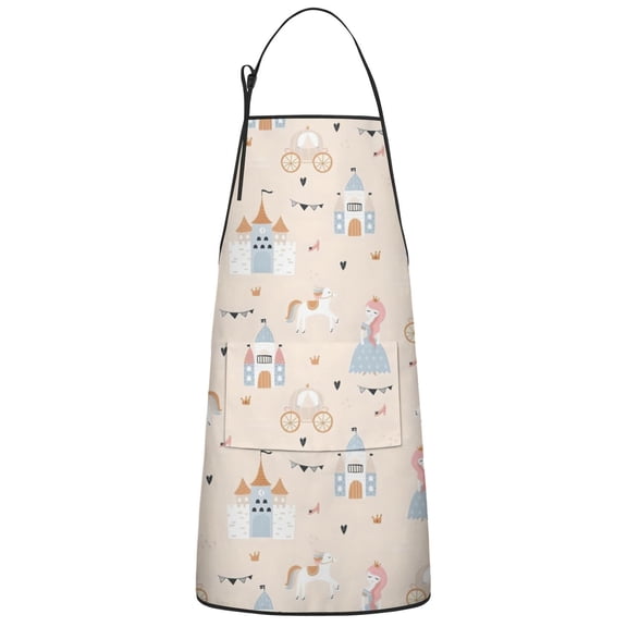 Minimalist Princess Pattern Apron-Garden Aprons for Women with Pockets-Cotton Linen Waterproof Kitchen Cooking Gardening Aprons Adjustable for Kitchen,Cooking,BBQ and Salon 33x27 Inch