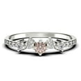 thumbnail image 1 of Minimalist Promige Ring 0.60 Carat Round Cut Morganite And Diamond Moissanite Cheap Engagement Ring Wedding Band Ring in 10k Solid White Gold, Gift For Her, Dainty Ring, Fairy Ring, Anniversary Ring, 1 of 3
