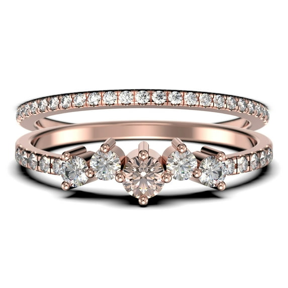 Minimalist Promige Ring 1.10 Carat Round Cut Morganite And Diamond Moissanite Cheap Engagement Ring Wedding Band Ring in 10k Solid Rose Gold, Bridal Set, Matching Band, Fairy Ring, Anniversary Ring