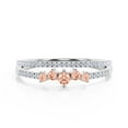 thumbnail image 1 of Minimalist Promige Ring 1.10 Carat Round Cut Morganite And Diamond Moissanite Cheap Engagement Ring Wedding Band Ring in 10k Solid White Gold, Dainty Ring, Bridal Set, Matching Band, Anniversary Ring, 1 of 3