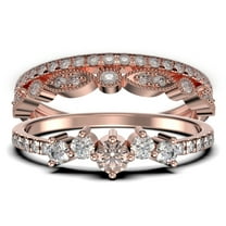 Minimalist Promige Ring 1.60 Carat Round Cut Morganite And Diamond Moissanite Cheap Engagement Ring Wedding Band Ring in 10k Solid Rose Gold, Trio Set, Matching Band, Fairy Ring, Anniversary Ring