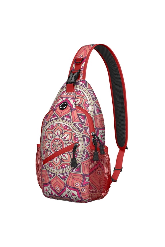 Minimalist Psychedelic Mandala Sling Backpack, Boho Meditation Crossbody Bag for Healing Energy, Emotional Balance, and Relaxation