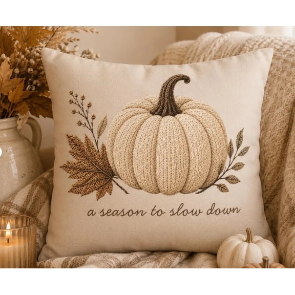 Minimalist Pumpkin Polyester Decorative Pillow Cover, Double-Sided Print, Square 16 x 16 in, Pillow Insert Not Included