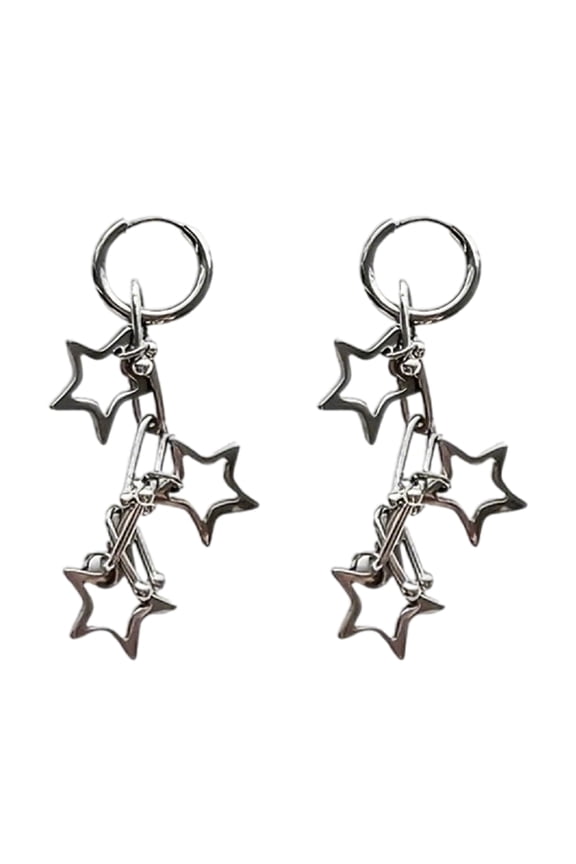 Minimalist Punk Star Earrings Steel Construction Portable Hoops for Everyday Use
