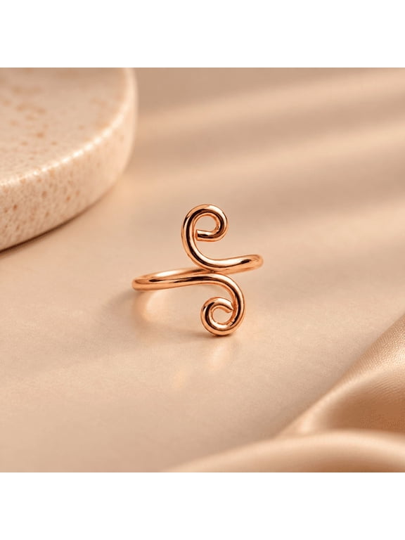 Minimalist Pure Copper Spiral Ring, Simple Band Jewelry for Women
