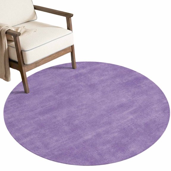 Minimalist Purple Small Round Rug 3Ft Vintage Art Distressed Pattern Farmhouse Area Rugs Washable Non Slip Indoor Floor Mats Circle for Entryway Under‑Nightstand Bathroom, Balcony