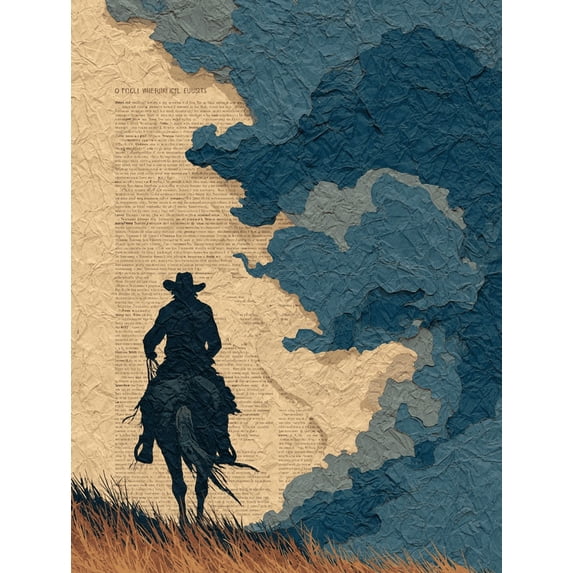 Minimalist Quote Cowboy Canvas Wall Art, Aged Paper Western Folk Art Home Decor