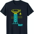 thumbnail image 1 of Minimalist Radio Telescope Mast Design T-Shirt Dark Blue with Yellow & Blue Outline, 1 of 5