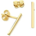 thumbnail image 1 of Minimalist Real 14k Yellow Gold Polished Dainty Trendy Stud Bar Line Stick Earrings, 1 of 9