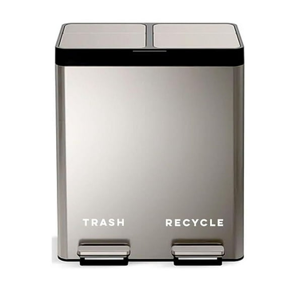 Modern Recycle & Trash Stickers - Minimalist, Discreet Vinyl Labels for Trash Cans & Bins - Elegant Indoor Waste & Recycling Signs for Home, Kitchen & Office | White