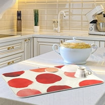 Minimalist Red Round Dish Drying Mats for Kitchen Counter Absorbent Microfiber Coffee Pad