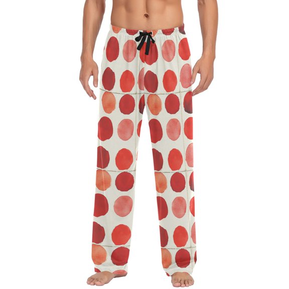 Minimalist Red Round Mens Pajama Pant Sleep and Lounge Bottons with Pockets