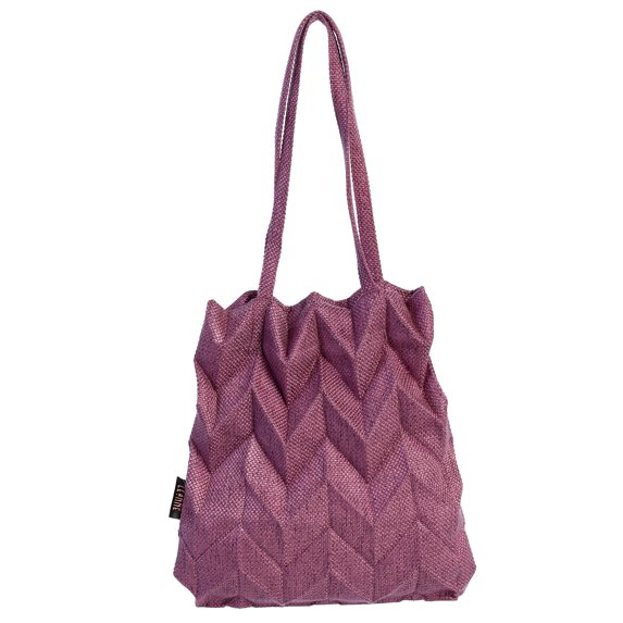 Minimalist Reto Classic Pleated Detail Tote Hand Bag Purple