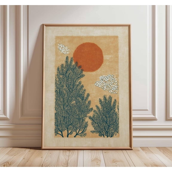 Minimalist Retro Botanical Vintage Plant Mid Century Arch Nature Unframed Paper Print