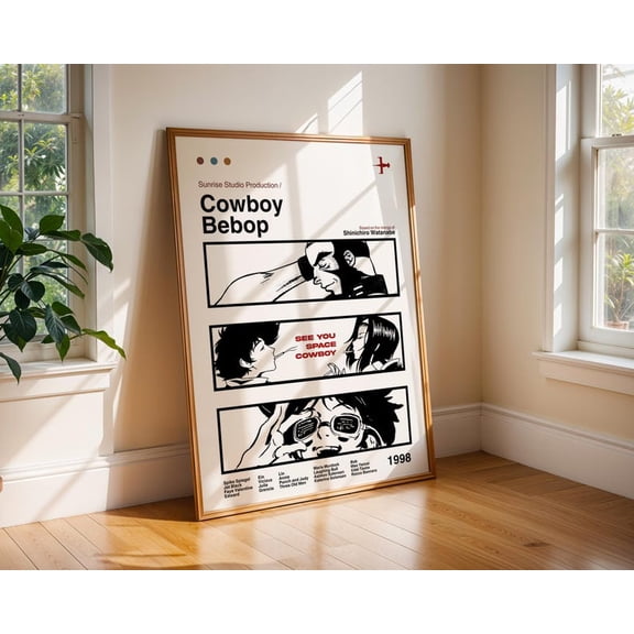 Minimalist Retro Space Bounty Hunter Cowboy Bebop Anime Poster Print Wall Art Decor 16x24 UNFRAMED