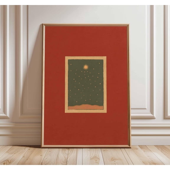 Minimalist Retro Starry Sky Celestial Mid Century Night Sky Art Unframed Paper Print
