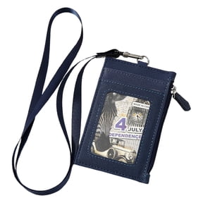 Pu Leather Neck Lanyard Card Holder - Rfid Blocking Badge Wallet with Detachable Strap for Id, Access Cards, Keys, Work, Travel & Events. Eactix