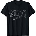 thumbnail image 1 of Minimalist Rhino - Zoologist Rhinoceros Safari Animal Lover T-Shirt men and women can wear, black, white, gifts, 1 of 4