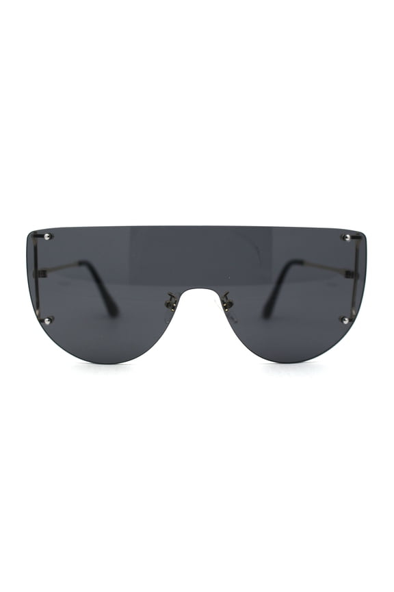 Minimalist Rimless Flat Top Mono Block Lens Premium Optical Quality Sunglasses Gold Black