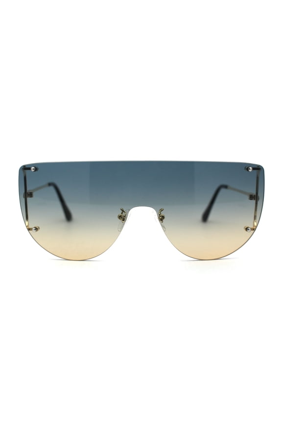 Minimalist Rimless Flat Top Mono Block Lens Premium Optical Quality Sunglasses Gold Green Yellow