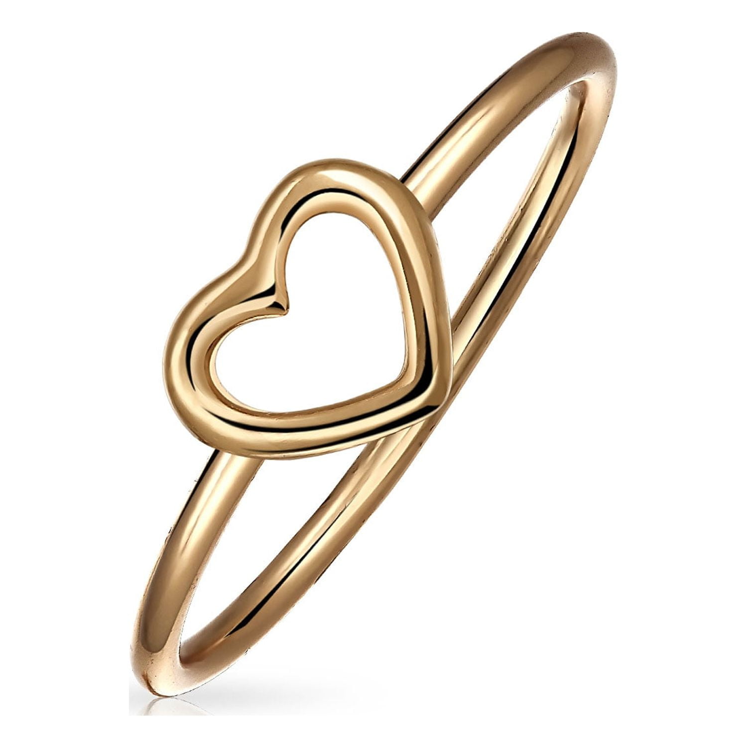 Minimalist Rose Gold Plated Midi Knuckle 1MM Band Stackable Heart Ring