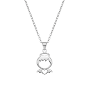 Angel Wing Heart Pendant Necklace, Silver-Tone Winged Figure Charm Necklace for Women