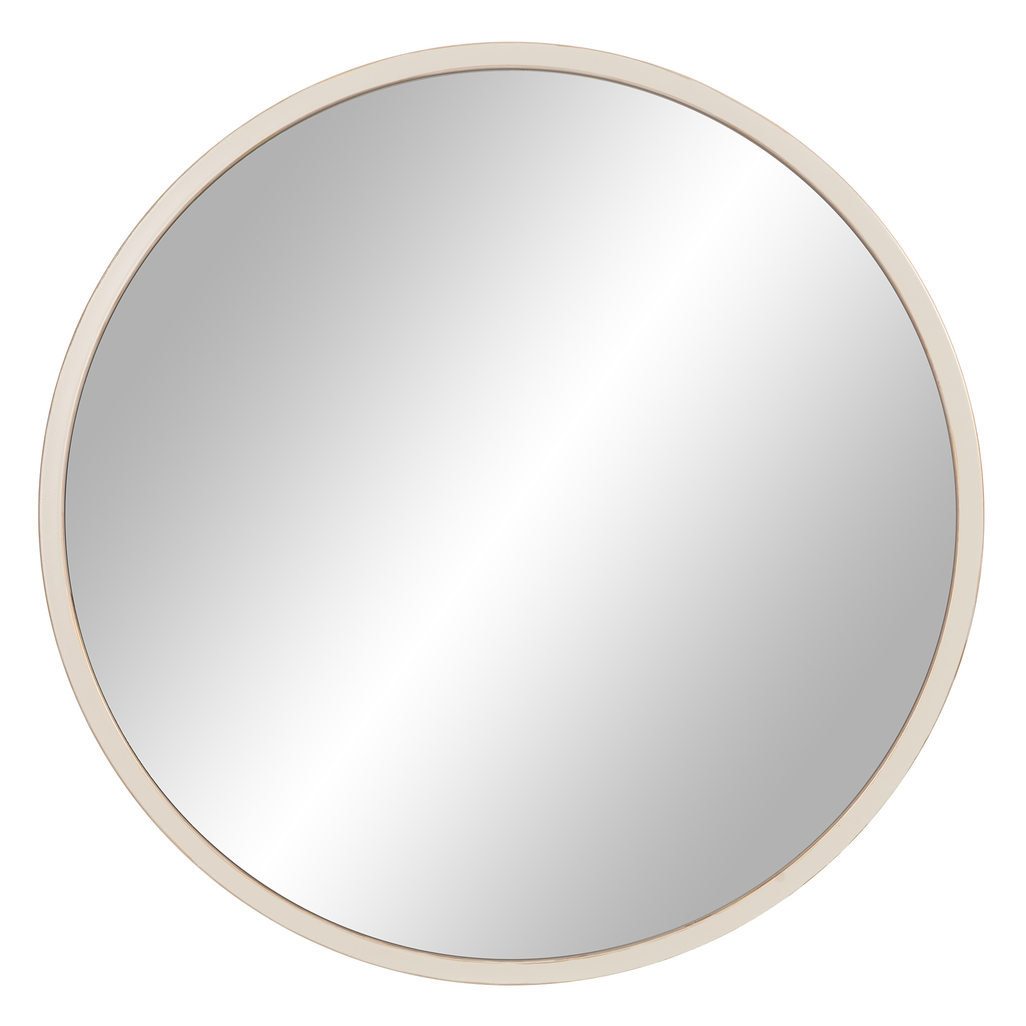 Minimalist Round Metal Frame Wall Mount Mirror, Distressed Cream & Gold, 30" x 30" - image 1 of 5