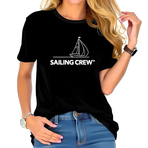 Minimalist Sailboat - Tee - Cotton Short Sleeve T-Shirt with 'Sailing-All-cotton