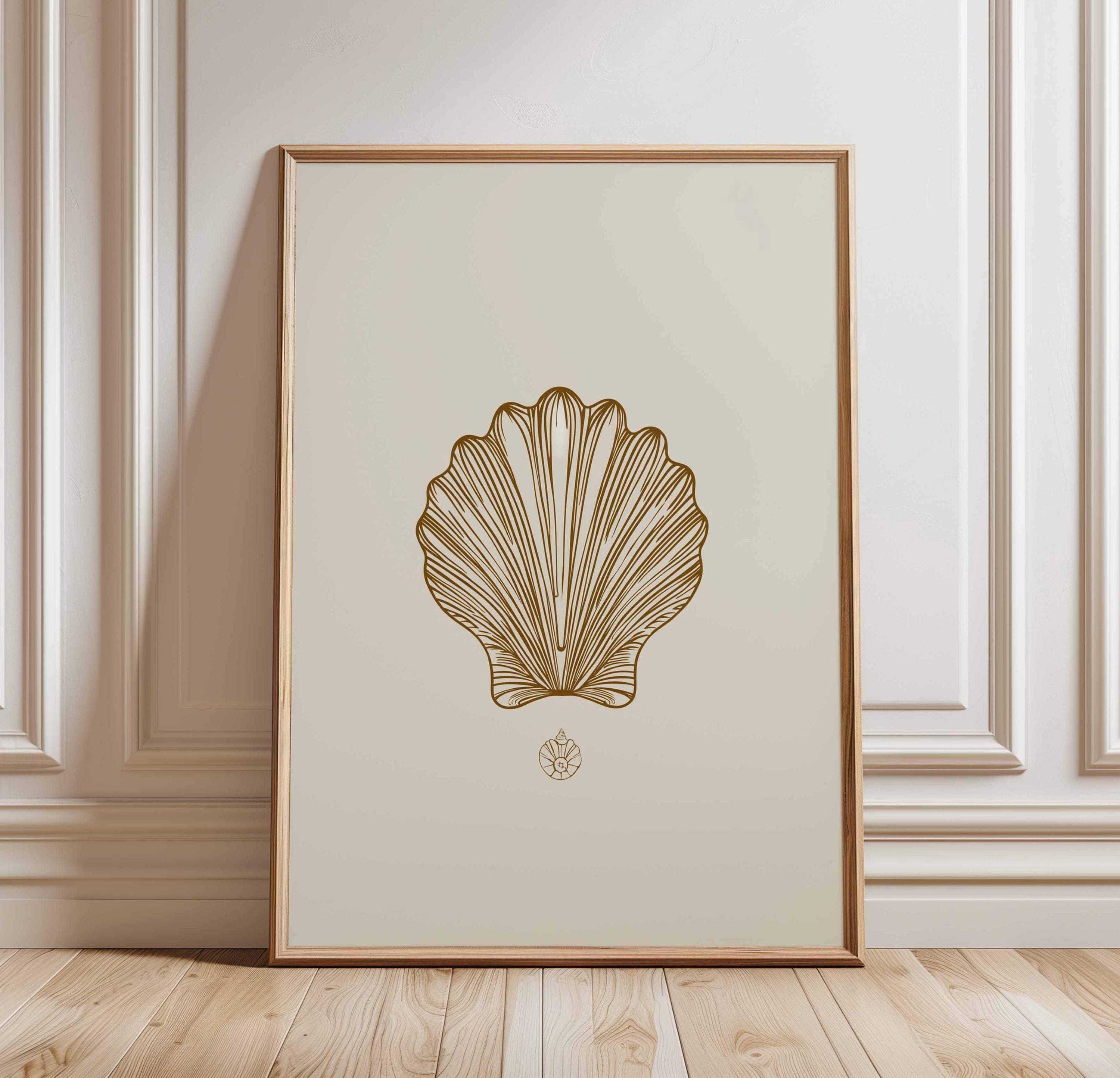 Minimalist Seashell Line Art Poster Coastal Beach Wall Art Elegant ...