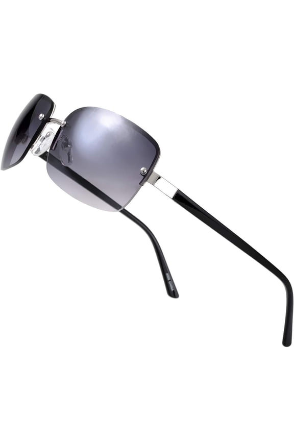 Minimalist Semi-rimless Rectangular Sunglasses for Men Women - Exquisite Packaging