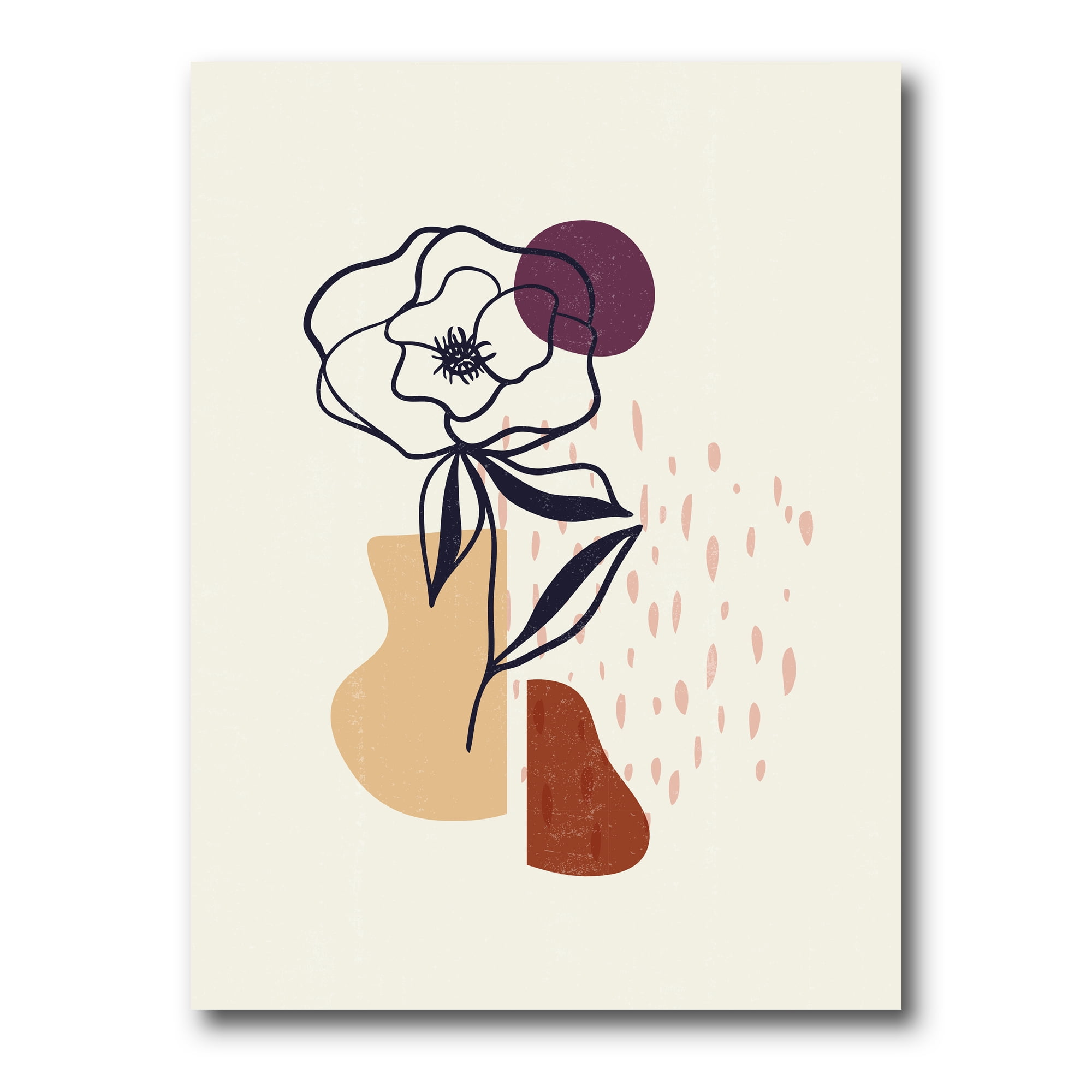 Minimalist Shapes With Ancient Flower I 30 in x 40 in Painting Canvas Art Print, by Designart