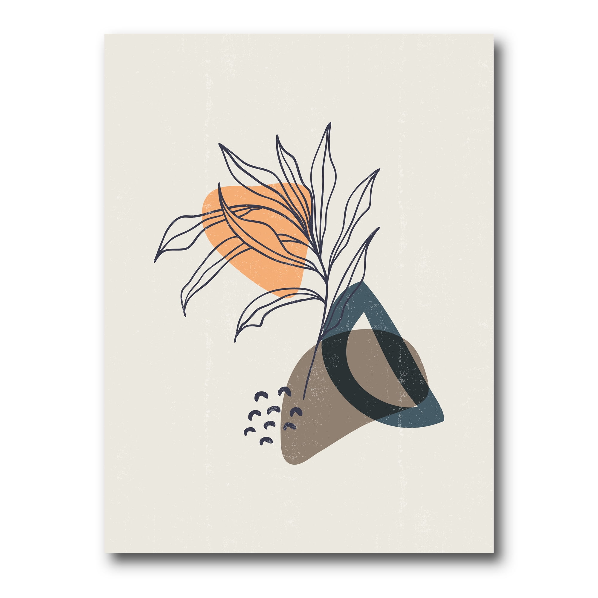 Minimalist Shapes With Ancient Plant I 30 in x 40 in Painting Canvas Art Print, by Designart