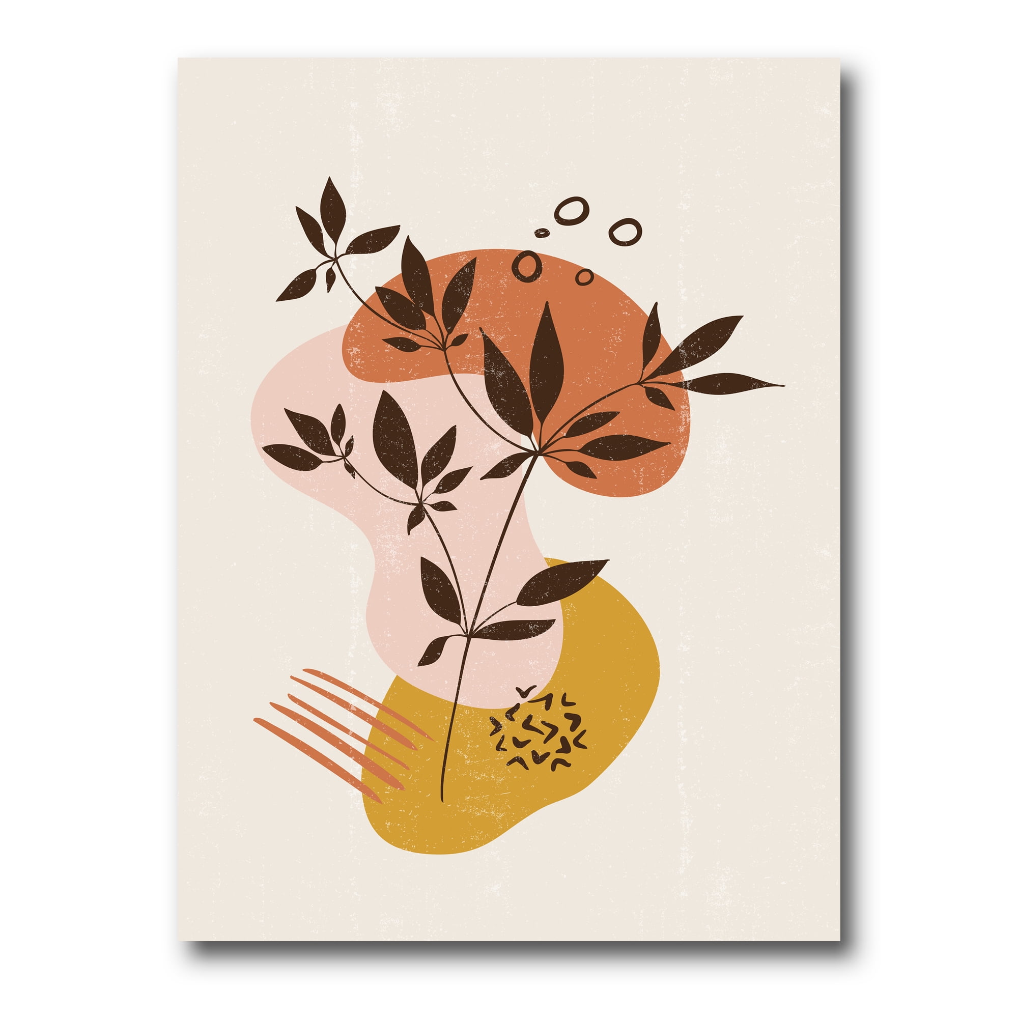 Minimalist Shapes With Ancient Plant II 30 in x 40 in Painting Canvas Art Print, by Designart