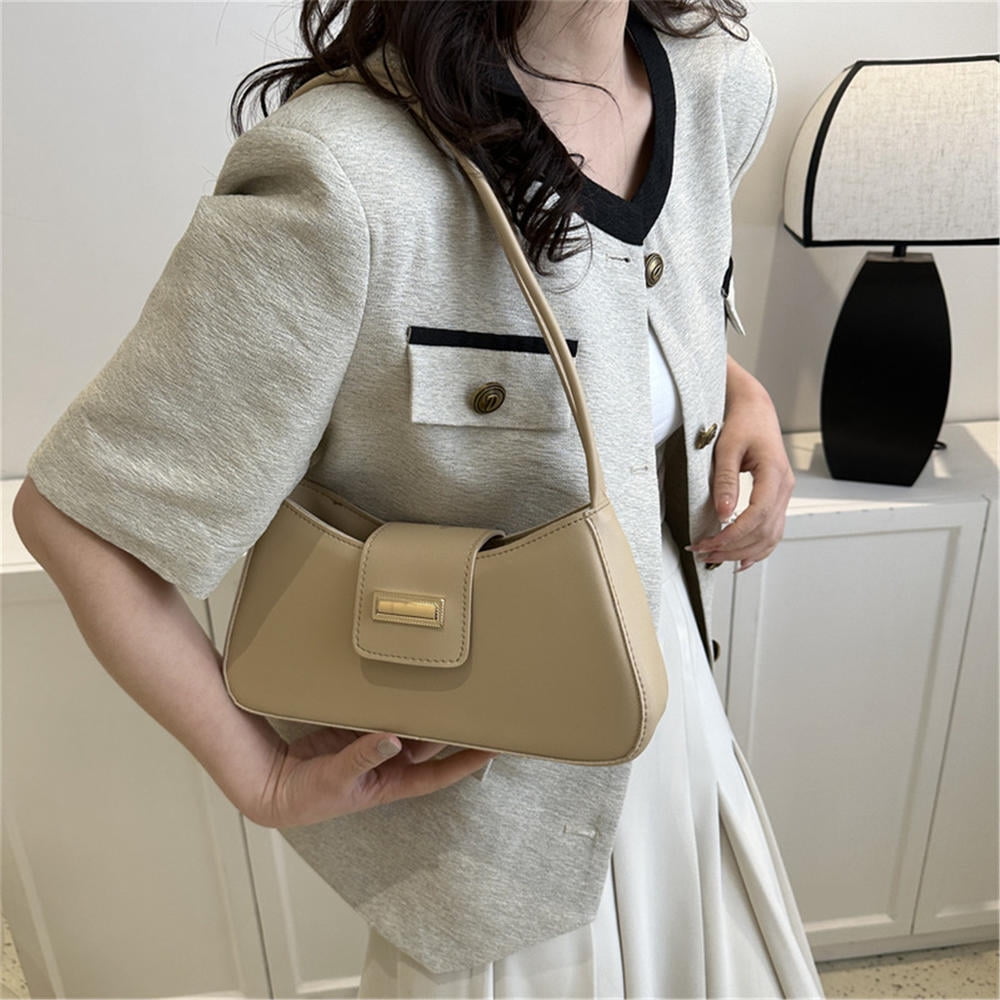 Minimalist Shoulder Bag For Women Simple Solid Color Underarm Bag Women s Buckle Handbag And Purse Fashion Small Top handle Bags Walmart