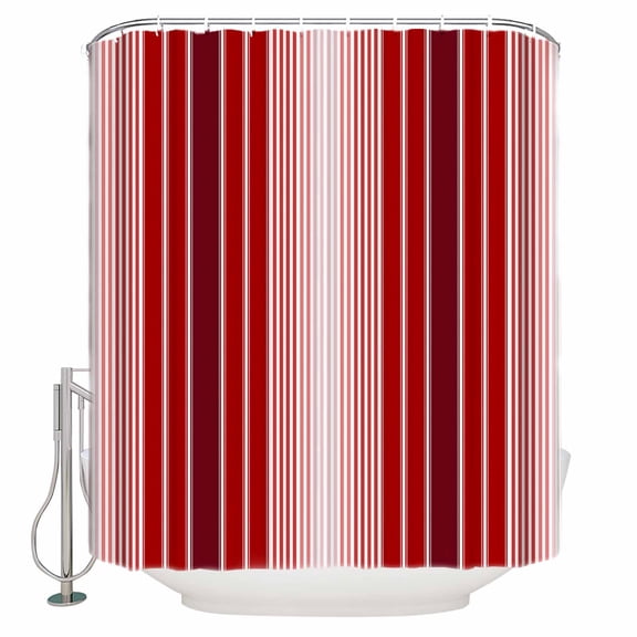Minimalist Shower Curtain, 72" x 72", Red Gradient Stripes Country Farmhouse Waterproof Bathroom Curtain Washable Shower Curtain Set with 12 Hooks