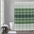 thumbnail image 1 of Minimalist Shower Curtain for Bathroom Decor, Country Sage Green Gradient Stripe Waterproof Fabric Shower Curtain, 72"x96" Set with 12 Hooks, 1 of 9