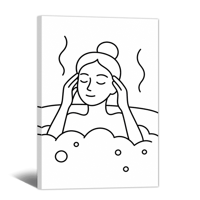 Humurius Minimalist Showering Canvas Wall Art Funny Bath Taking Emoji Picture ...
