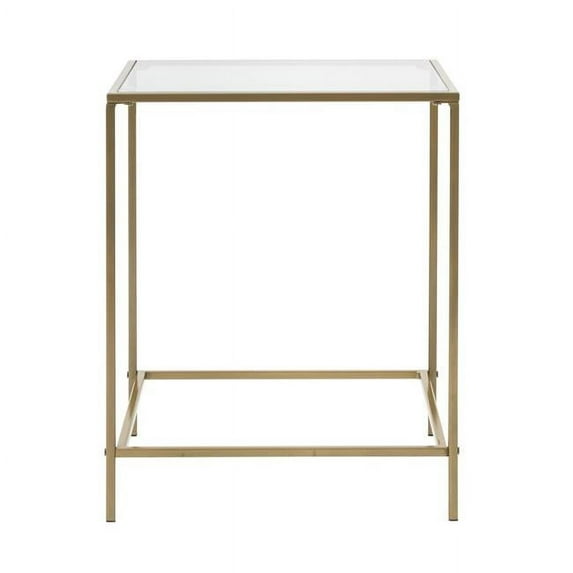 Minimalist Side Table, Clear Glass & Gold